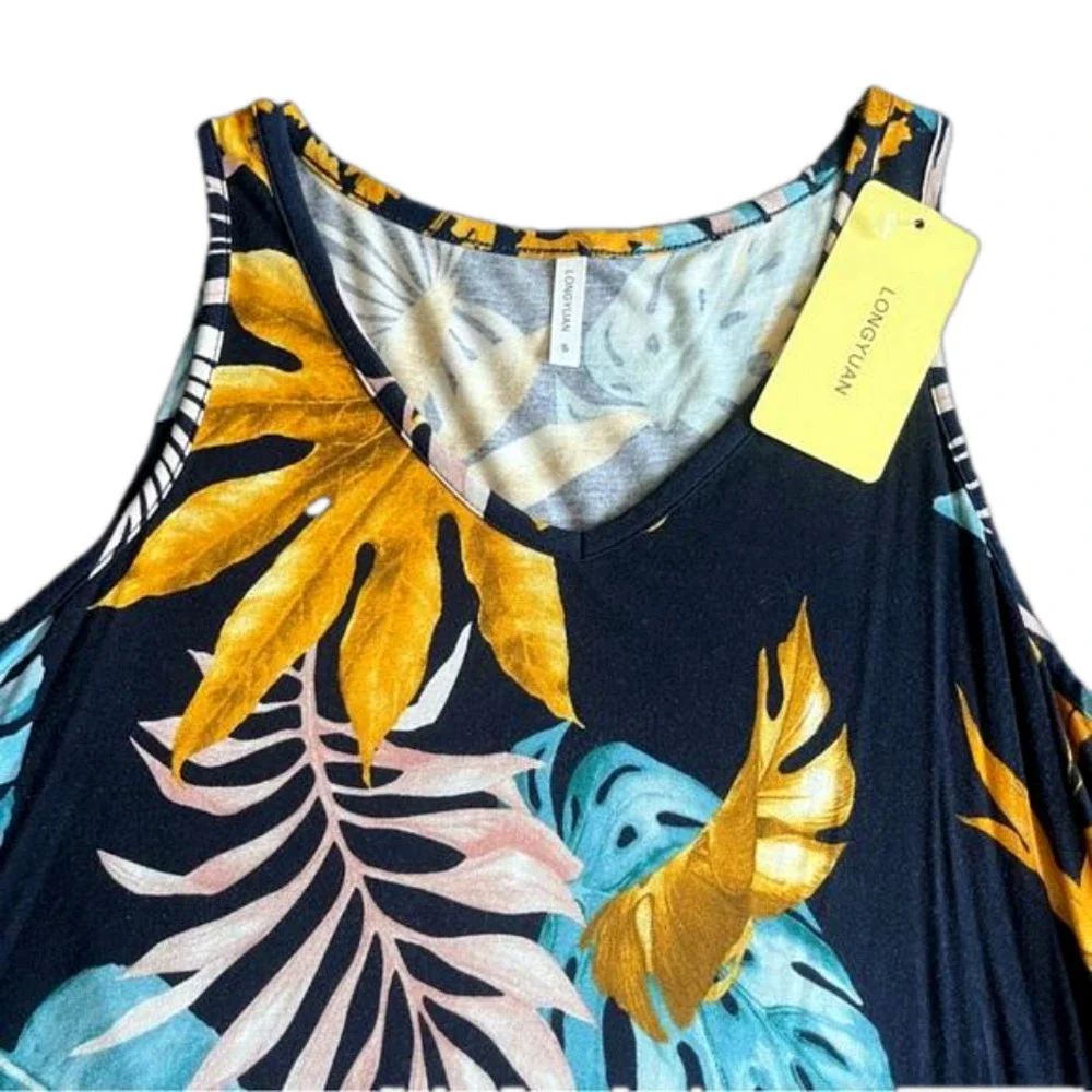 Longyuan Summer Sleeveless Tank Tops Vneck Loose Fit Tunic Women’s Size Small